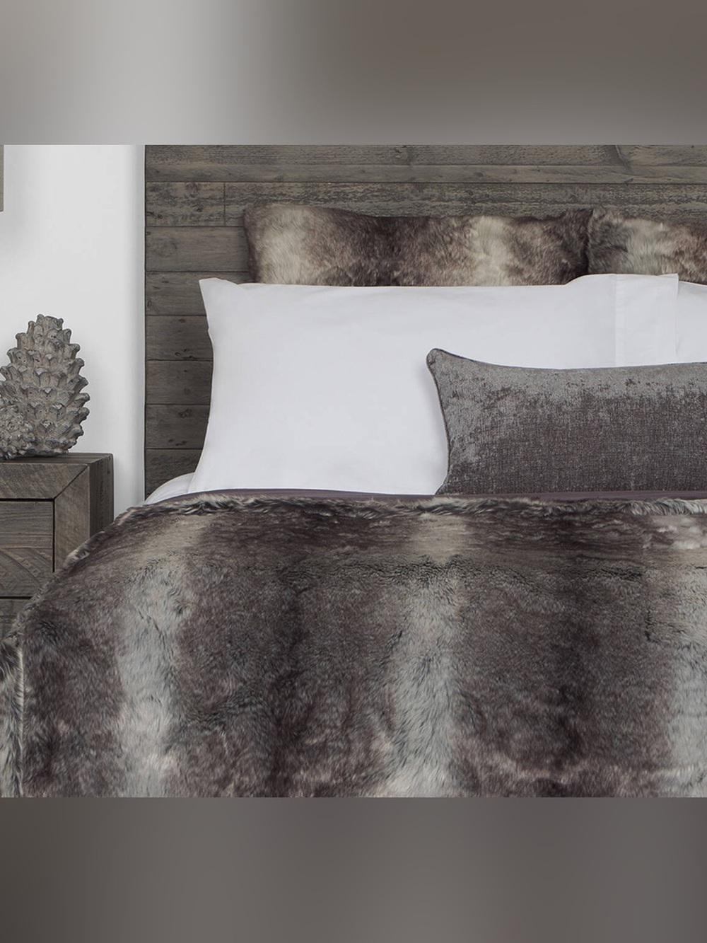 Urban Barn Haven Faux Fur Bedspread Kg Grey Wolf KING Size 112" x 98"